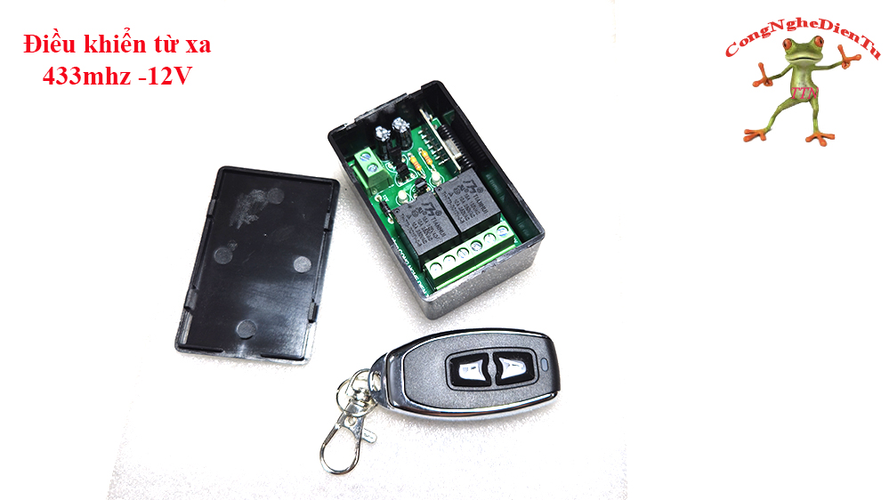 (2 kênh 12v 10A) Bộ điều khiển từ xa rf 433mhz _ kèm hộp nhựa