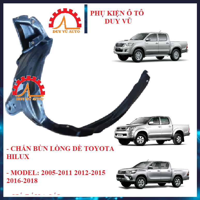 Chắn bùn lòng dè toyota hilux, chắn bùn cua lốp chăn bùn tai xe hilux vigo đời 2005-2018