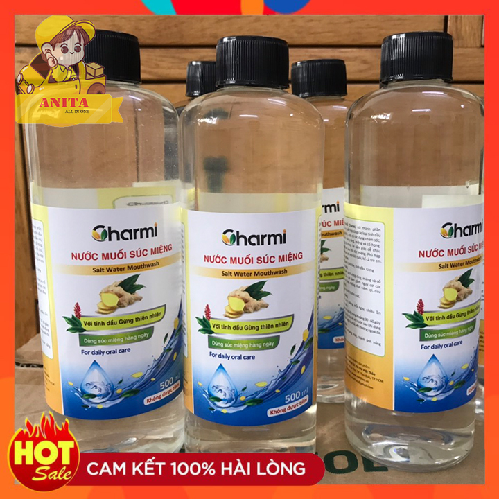 [Phòng covid] Nước muối súc miệng Charmi 500ml , diệt khuẩn vòm họng, ngăn ngừa đau họng. Tinh dầu gừng thiên nhiên, hiệu quả cao - dễ sử dung