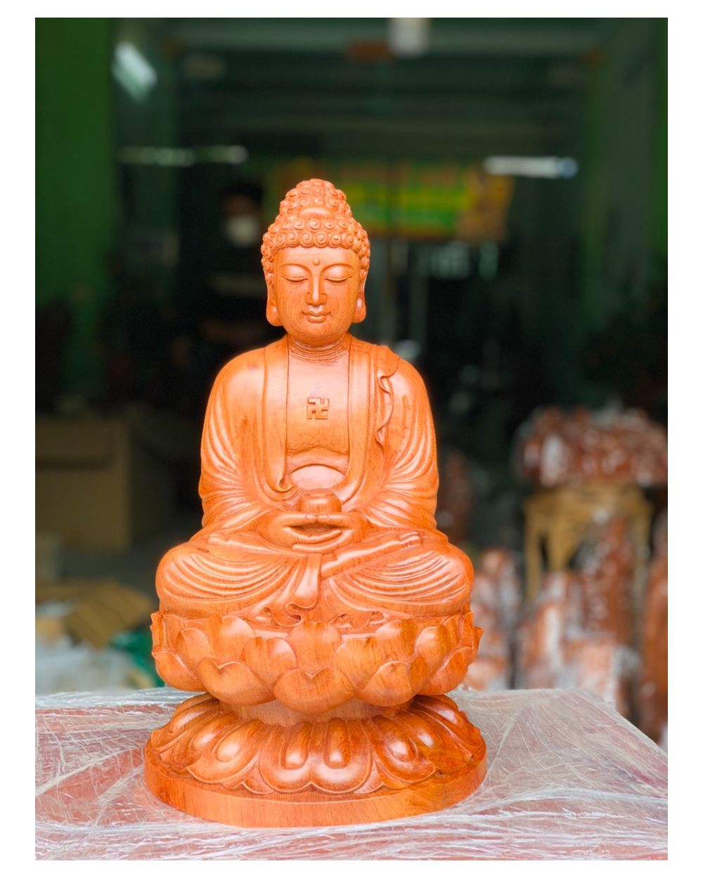 Mỹ Nghệ Độc tượng phật thích ca mâu ni gỗ hương đá cao 40cm đường kính 20 hàng đẹp