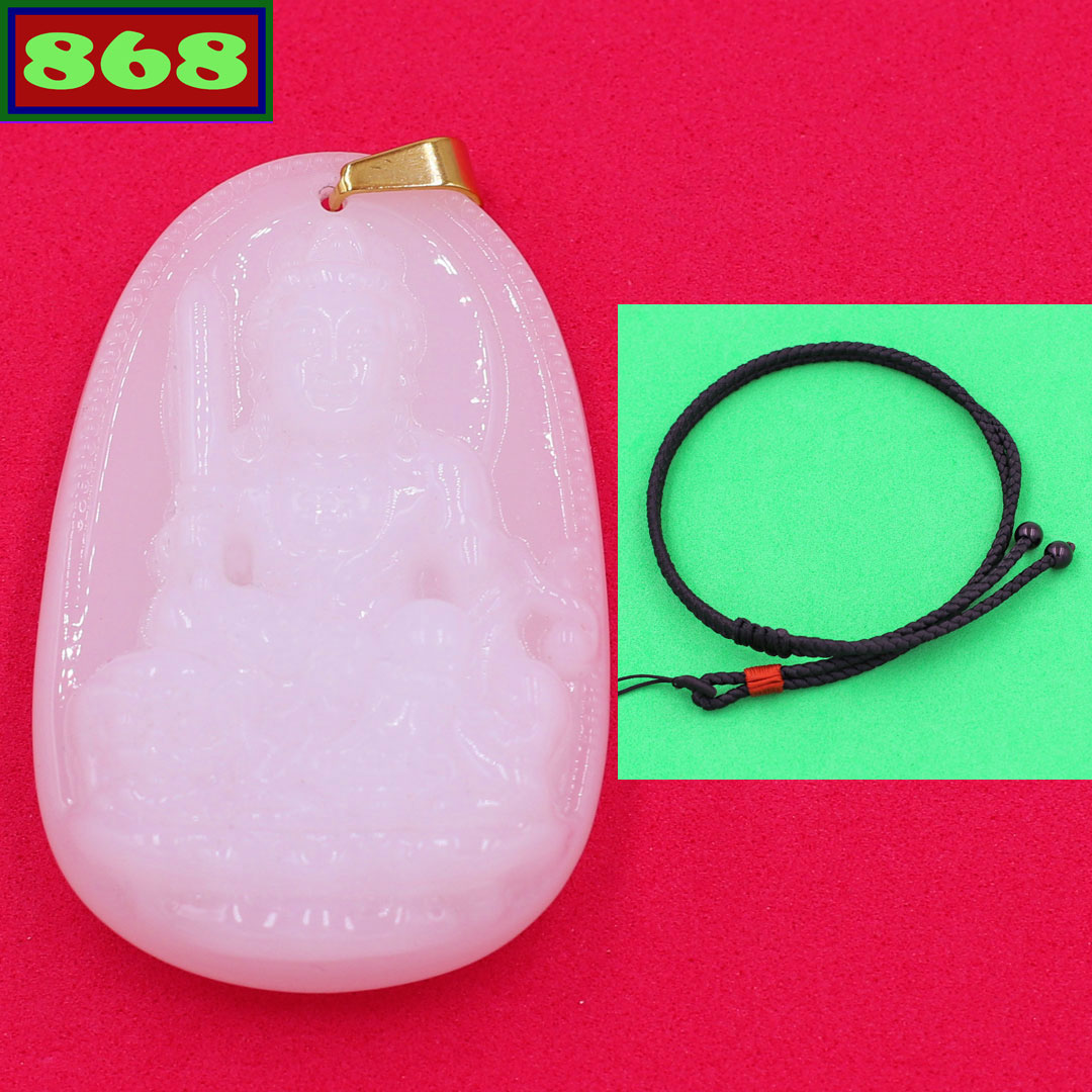 Vòng cổ Văn Thù Bồ Tát đá thạch anh trắng 3.6cm