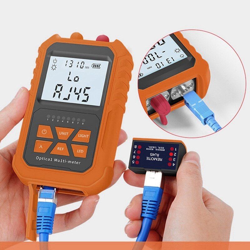 Máy đo công suất cáp quang 4in1 mini kèm soi 15km , test lan rj45