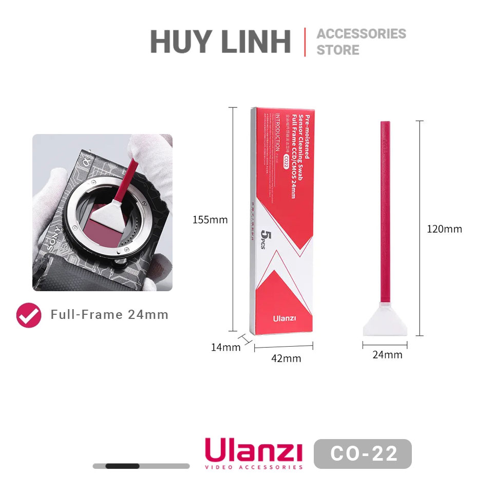 Ulanzi CO22 Cọ vệ sinh làm sạch cảm biến CMOS/CCD cho dòng máy ảnh Fullframe