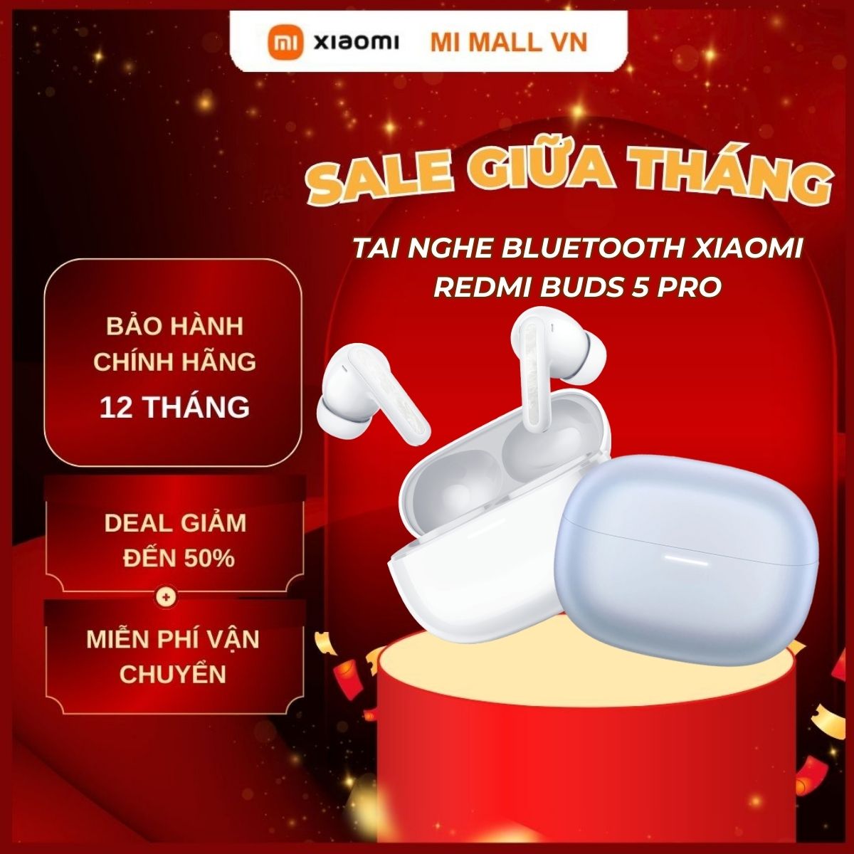 Phiên bản toàn cầu tai nghe Xiaomi Redmi Buds 5 Pro - Phiên Bản Quốc Tế, Bảo Hành Chính Hãng 12 Tháng