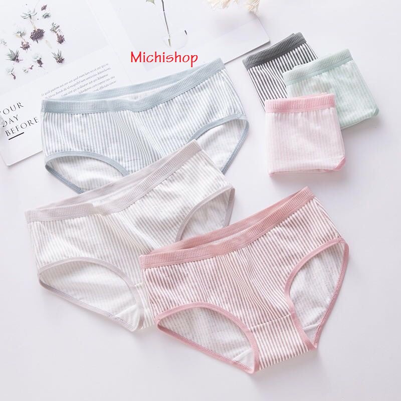 Bộ 5 quần lót cotton kẻ mềm mại c11