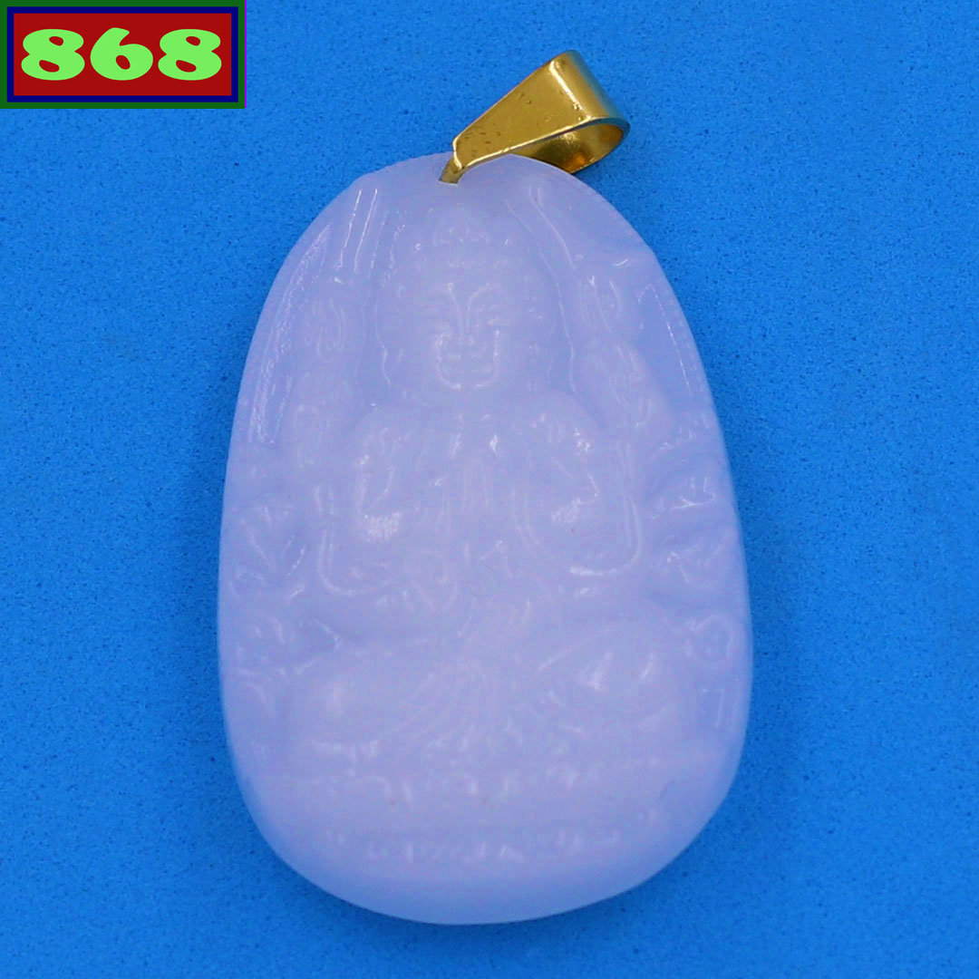 Mặt Phật Quan âm nghìn tay nghìn mắt thạch anh trắng 3.6 cm