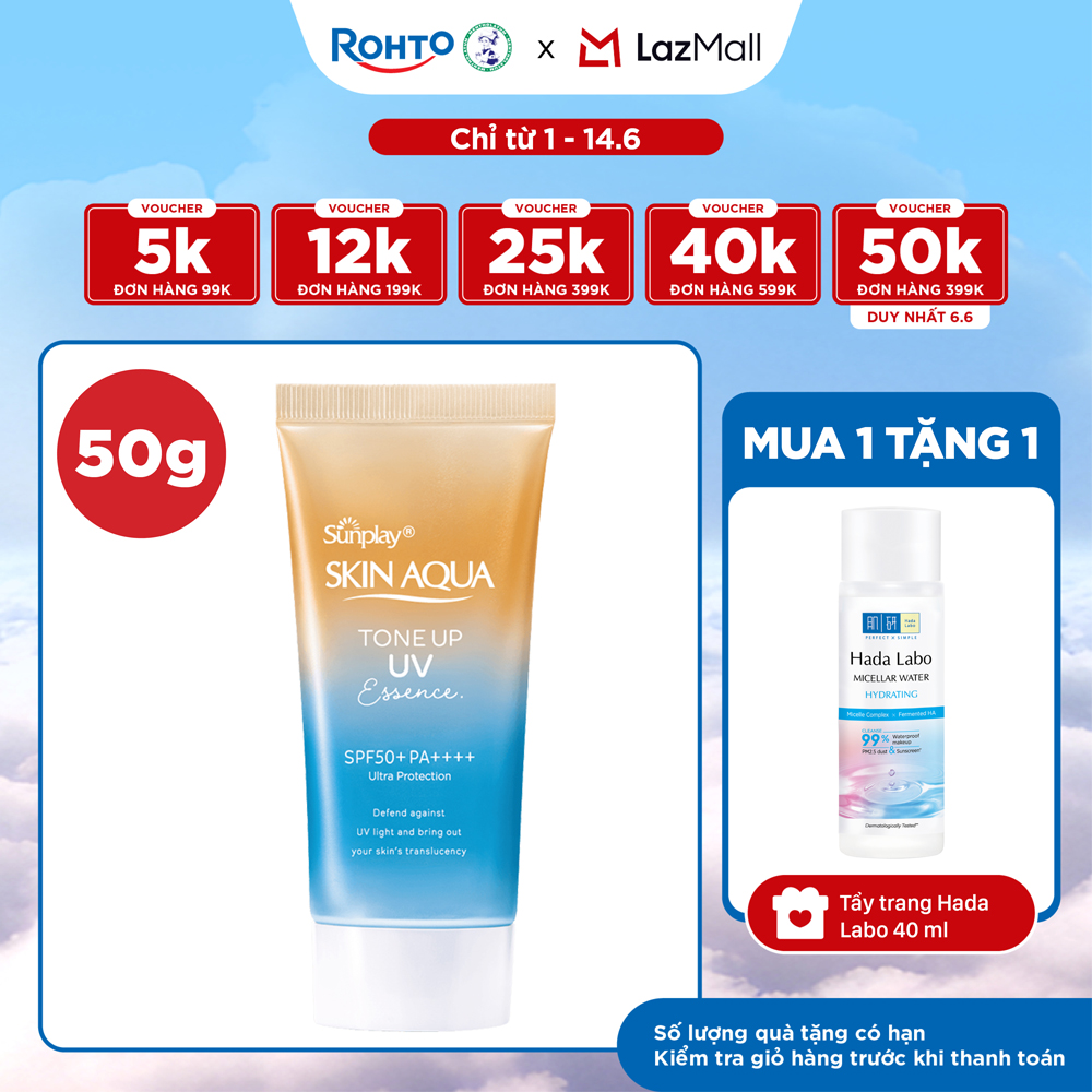 Kem chống nắng nâng tông Skin Aqua Tone up Latte Beige cho mọi tông da, dạng tinh chất Sunplay Skin Aqua Tone Up UV Essence Latte Beige SPF 50+ PA++++ 50g