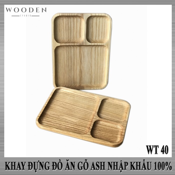 Khay đựng đồ ăn 3 ngăn làm bằng gỗ ASH - Wooden Studio