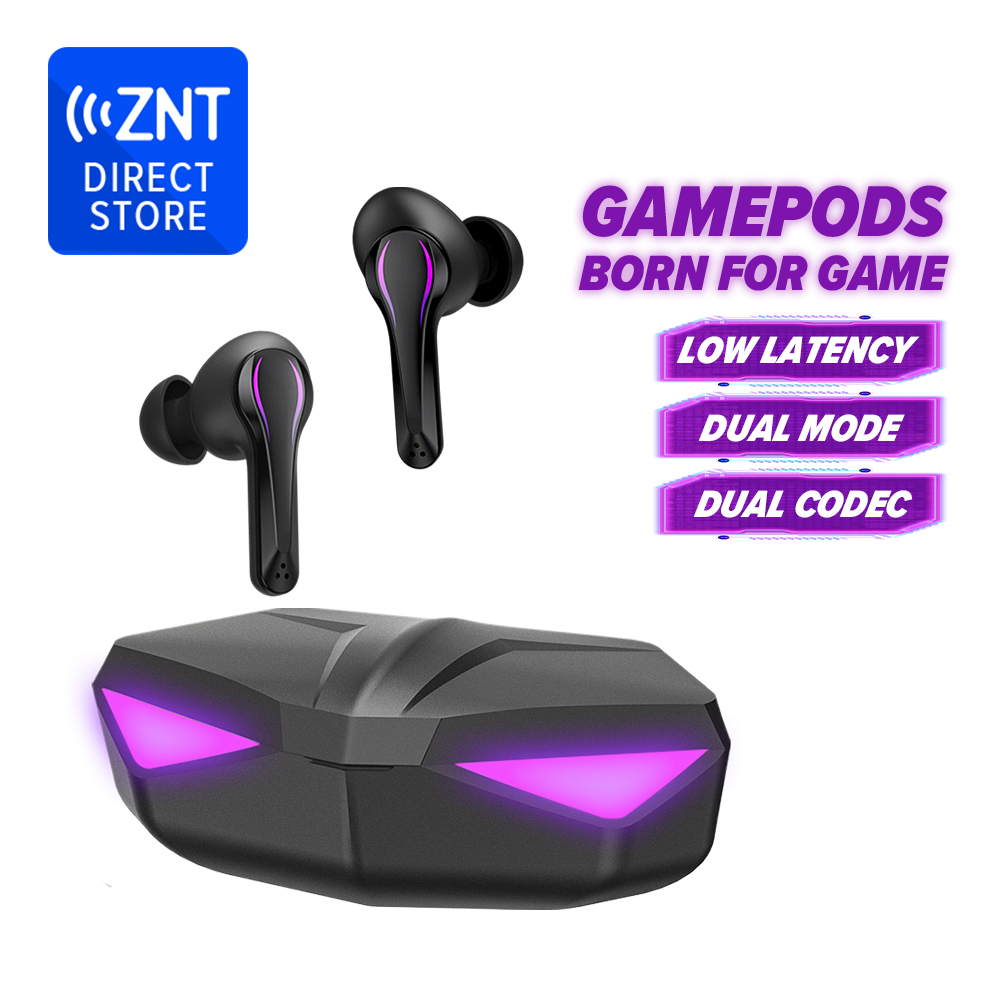 Tai Nghe Không Dây Chơi Game ZNT GamePods Chipset Độ Trễ Thấp PixArt Bluetooth 5.0 Âm Trầm Sâu Chế Độ Trò Chơi/Âm Nhạc Micrô Tích Hợp Đèn Thở Lấp Lánh Tai Nghe Không Dây Dành Cho PUBG