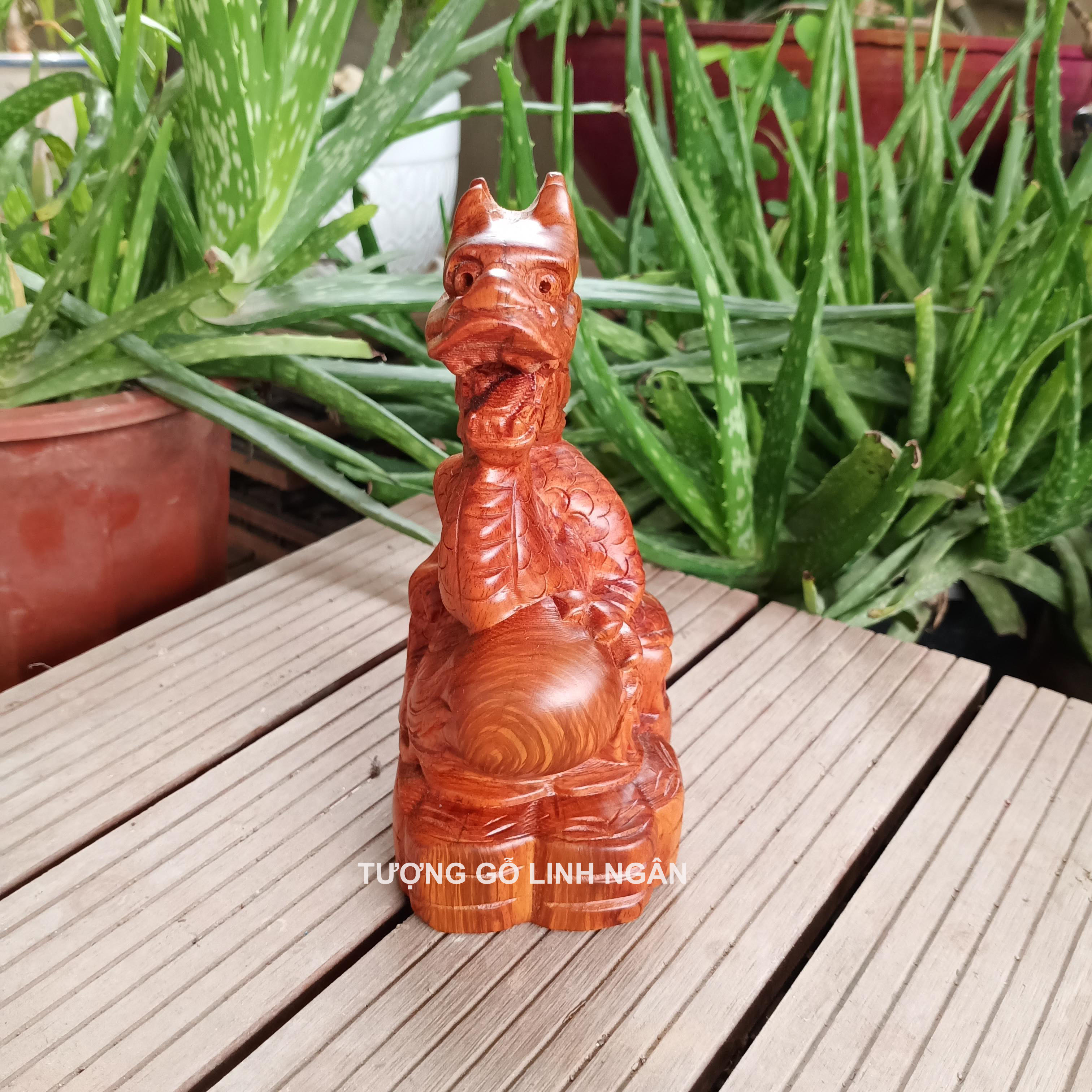 Tượng Rồng gỗ hương (cao 15, ngang 8, sâu 6 cm)