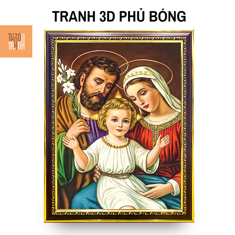 Tranh Gia Đình Thánh Gia-Tranh Công Giáo Treo Tường 3D-Khung Tranh Cổ Điển-CG006.