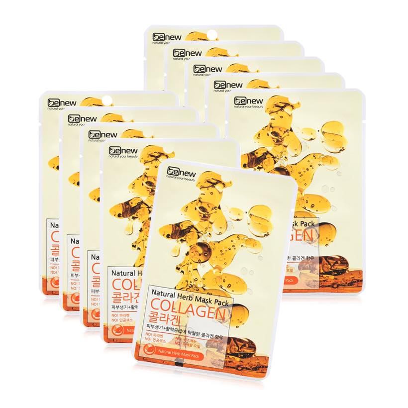 [HCM]COMBO 10 miếng mặt nạ chống lão hóa da Benew Natural Herb Mask Pack Collagen 22ml