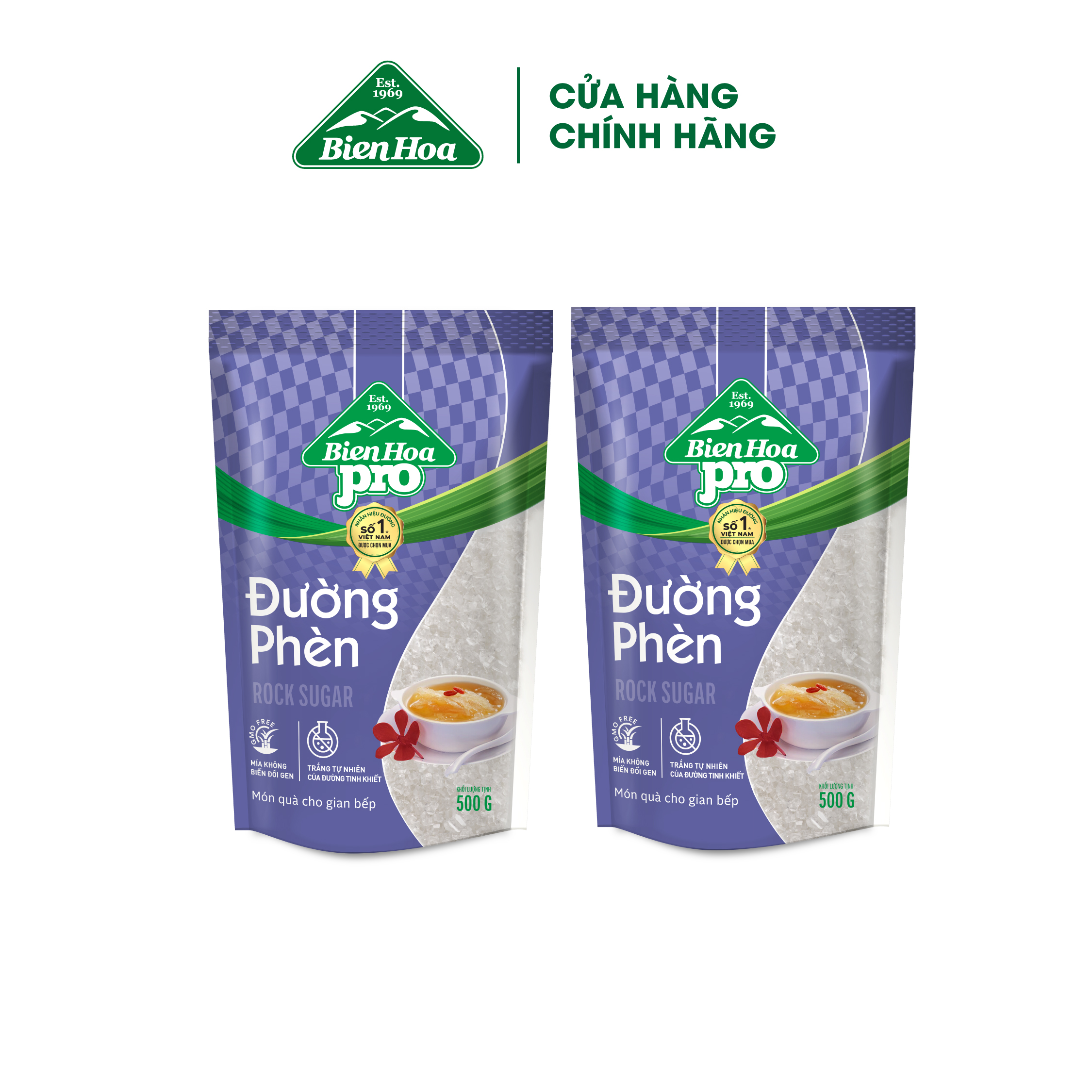 Combo 2 Túi Đường Phèn Biên Hòa Pro 500 Gram/túi