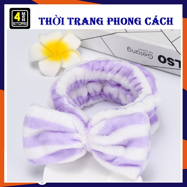 ⚡ băng đô nơ cao cấp tím sọc trắng ⚡ - dày chắc chắn mềm mịn - siêu dễ thương