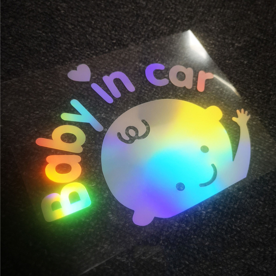 Decal baby in car phản quang laser 13x16cm