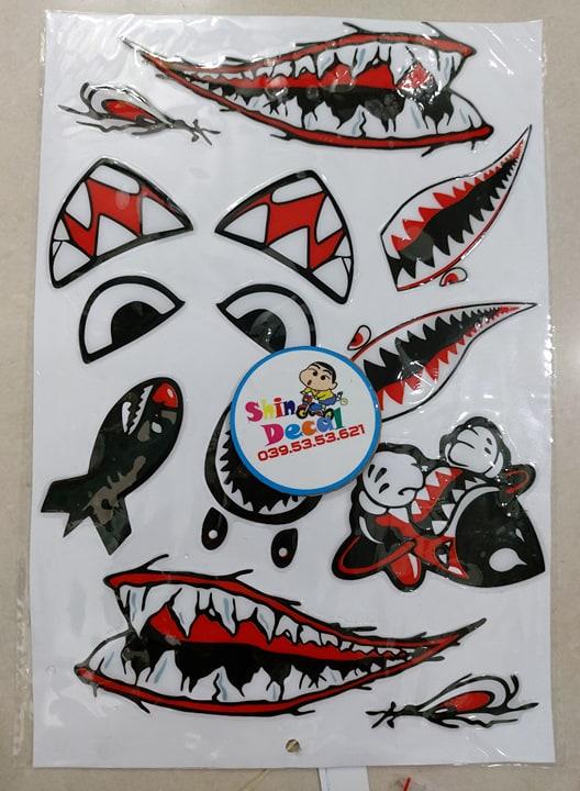 Logo nổi răng cá mập trọn bộ