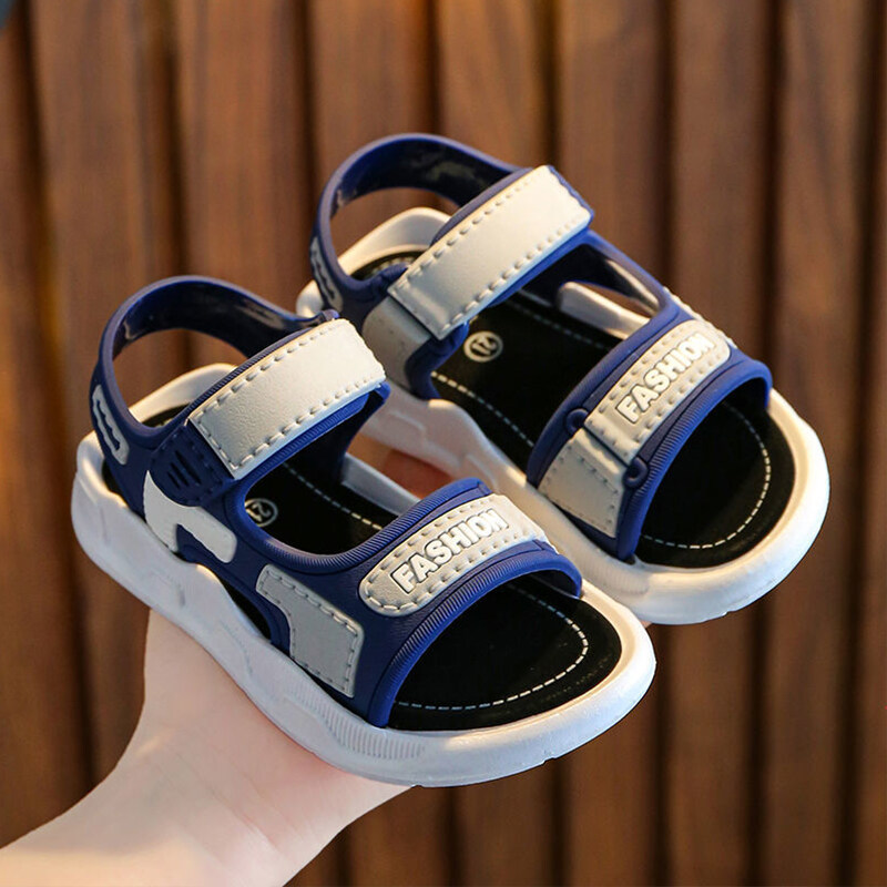 YA ZHOU LONG Boys Sandals Non-slip Soft Sole Boys Middle and Big Kids Velcro Children's Shoes Baby Beach Shoes
