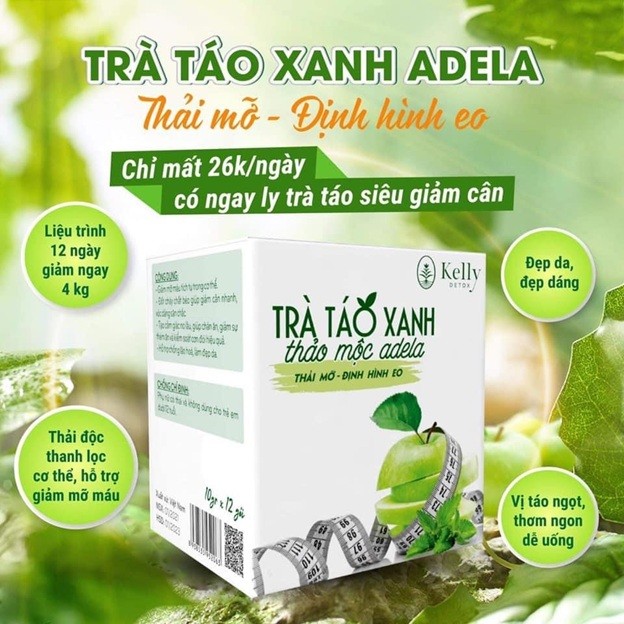 Trà táo xanh thảo mộc adela giảm cân thải mỡ an toàn hiệu quả