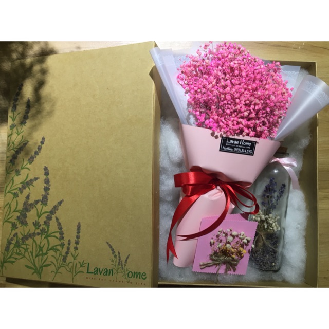 Hộp hoa baby khô quà tặng, quà tặng bạn gái, mẹ, tặng bạn bè hoa khô ý nghĩa