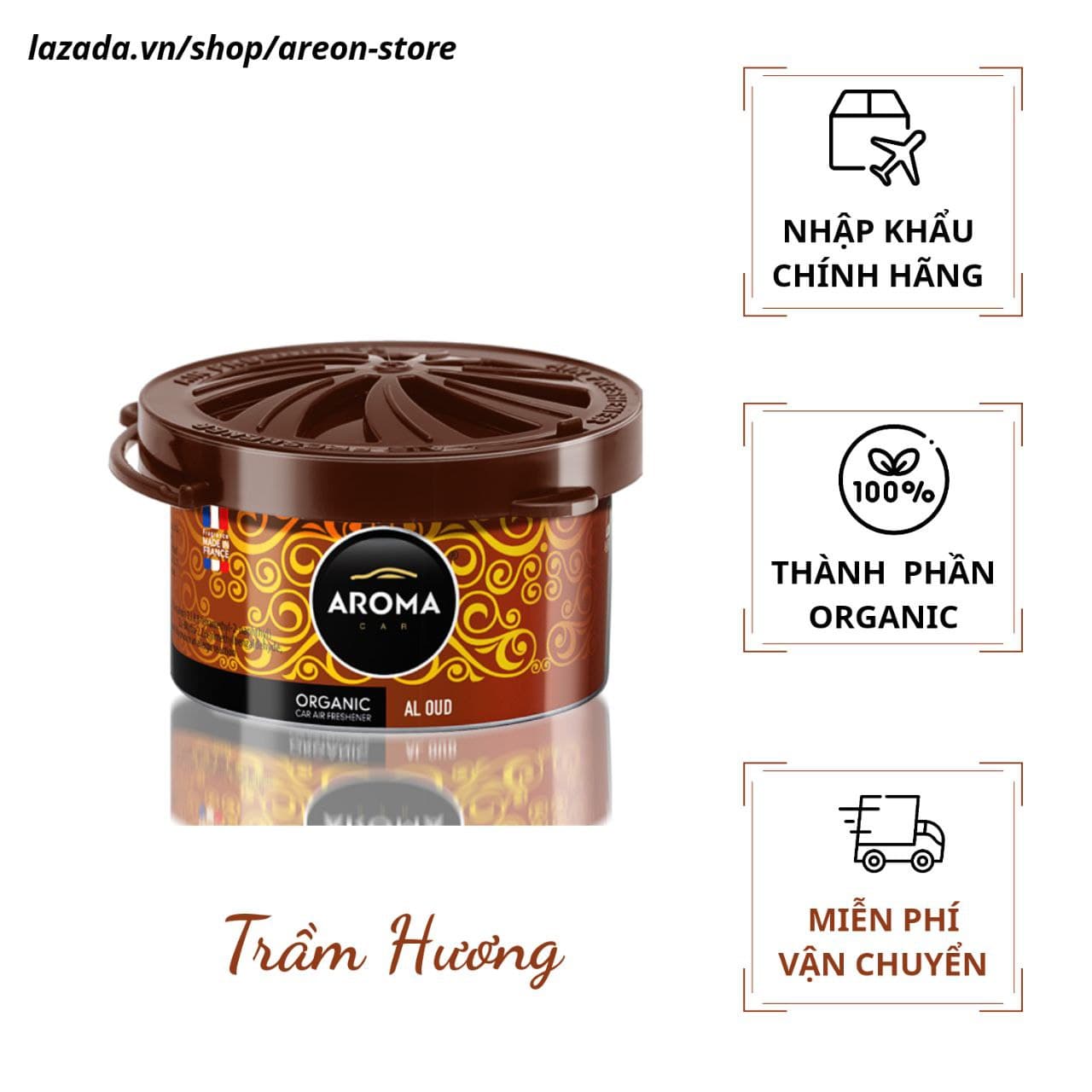 Sáp Thơm Khử Mùi Ô Tô Aroma Car Organic (Hương Gỗ Trầm) Nhập Khẩu Chính Hãng