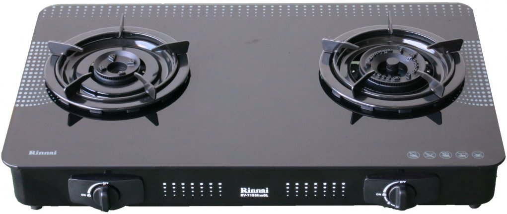 [Voucher 7% Max 800K] Bếp gas Rinnai RV-715 Slim(GL-D) kính cường lực