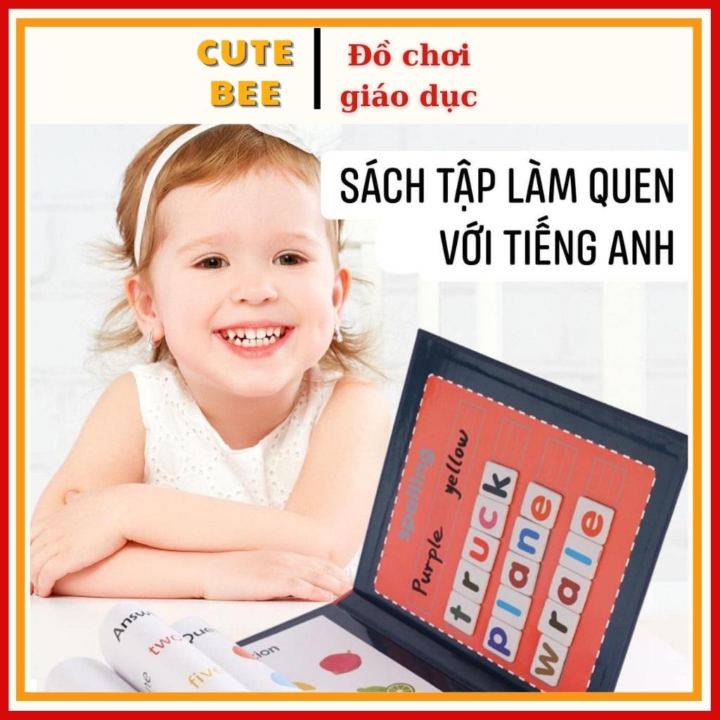 Bộ Sách Ghép Chữ Cái Tiếng Anh Spelling Game, Tặng Kèm Bút Lông Có Đầu Xóa Cho Bé - Cute Bee Kids