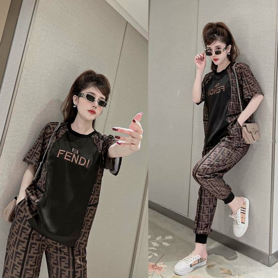 Đồ bộ thun form rộng phối kí tự F thời trang