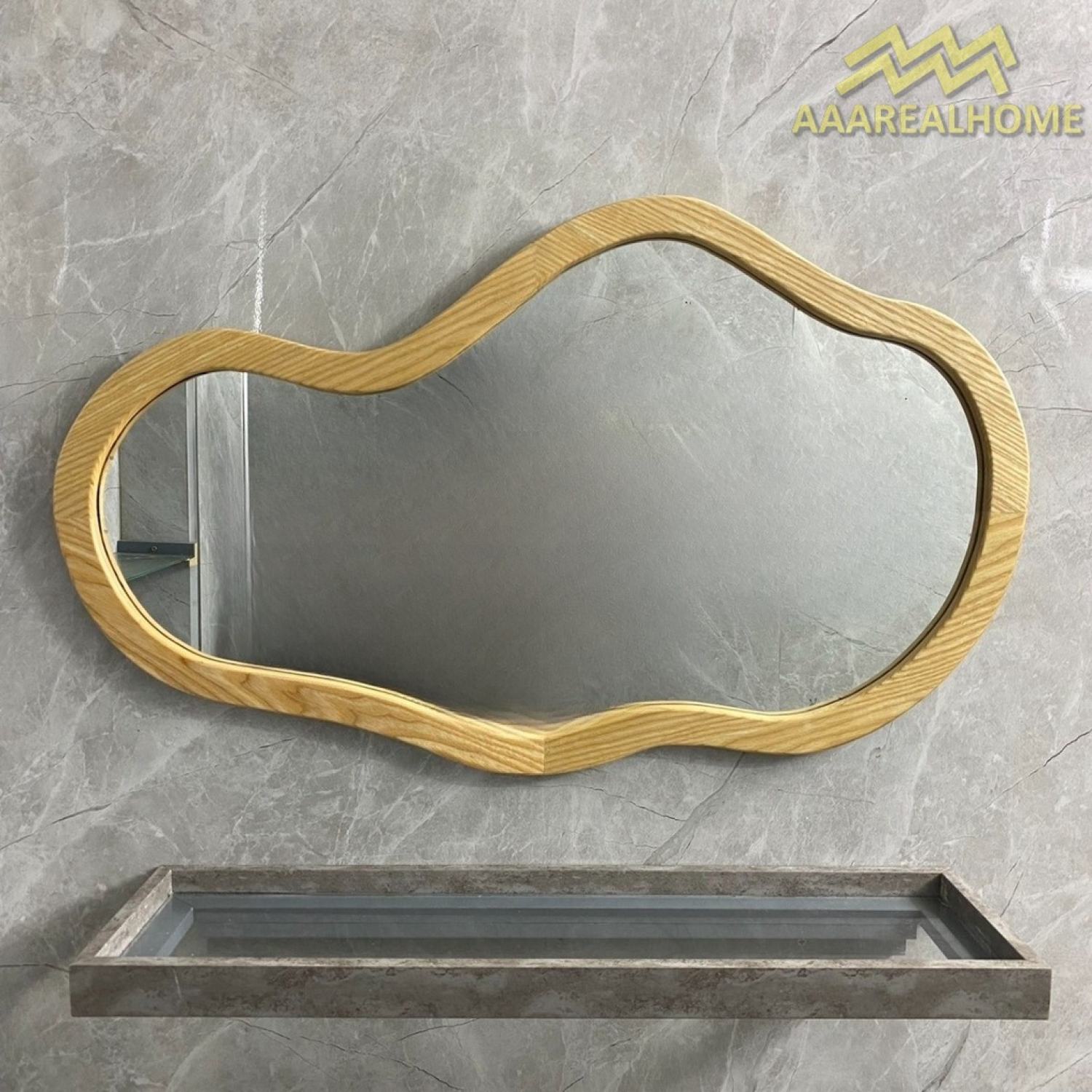44x74cm Gương soi hạt đậu AAArealhome HDG Gương hạt đậu khung gỗ Gương trang điểm Gương nhà tắm