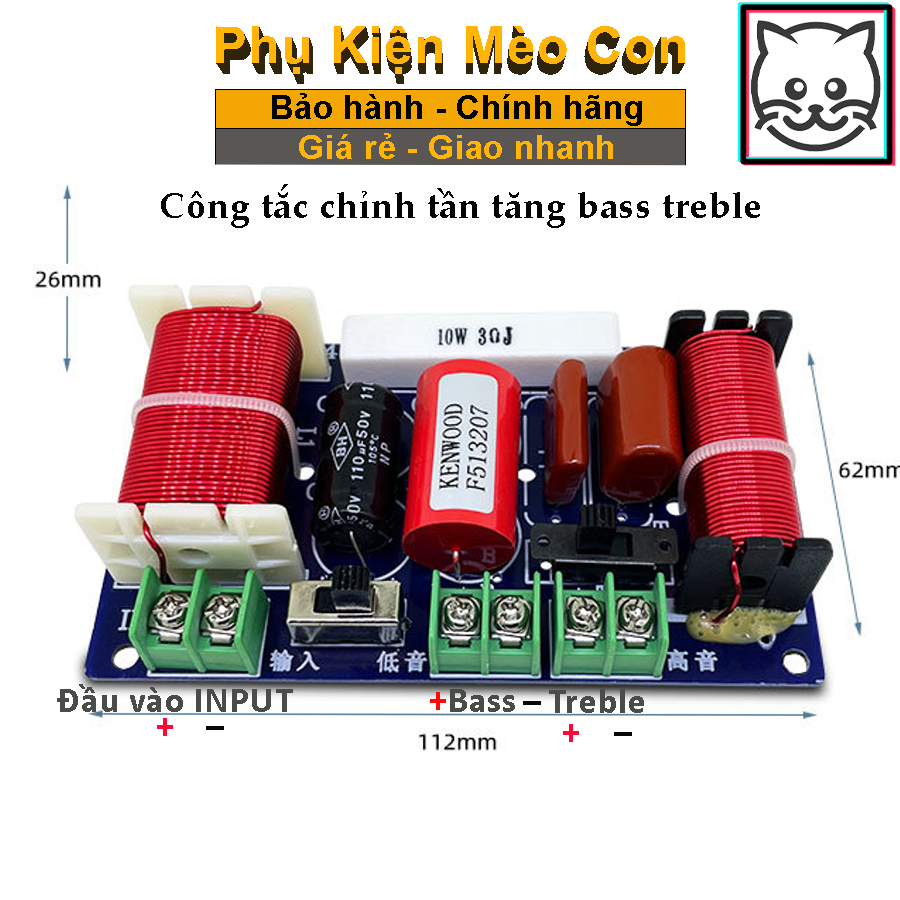 Mạch phân tần 2 đường tiếng WEAH D204 loa treble, loa bass 25-40 cao cấp công suất 250w, giá 1 mạch