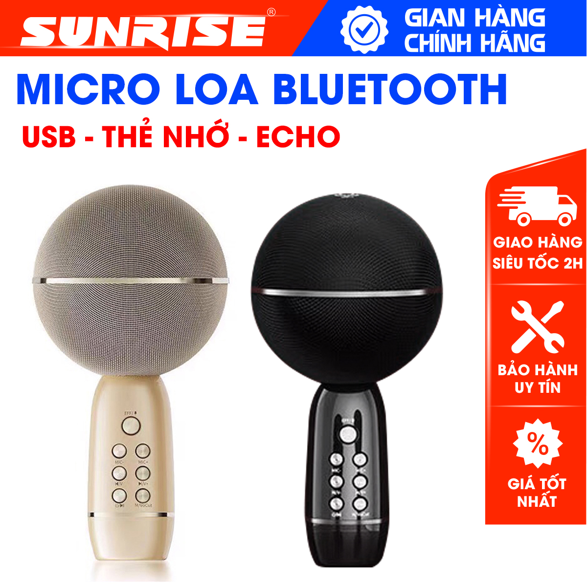 Micro kèm loa karaoke blutooth YS-08, Mic mini không dây tích hợp loa đầy đủ chức năng hát karaoke