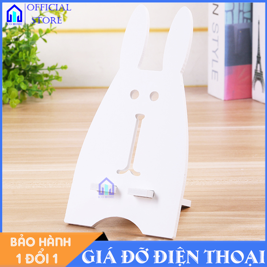 Giá đỡ điện thoại bằng gỗ hình thỏ cực xinh giá rẻ màu trắng sang trọng