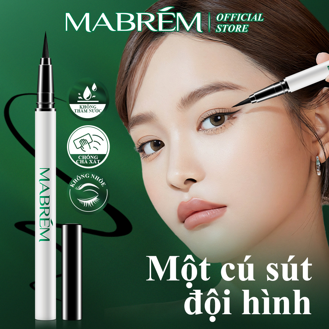 MABREM Bút kẻ mắt dạng lỏng mịn nhanh khô lâu dài tiện dụng trang điểm vẽ mắt khuôn kẻ mí mắt - INTL