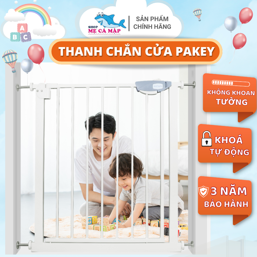 Thanh Chắn Cửa Thanh Chắn Cầu Thang Pakey Loại To Dày Nặng Thanh Chặn Cửa Cao 79cm Bảo Vệ Bé An Toàn Hàng Bảo Hành 2 Năm