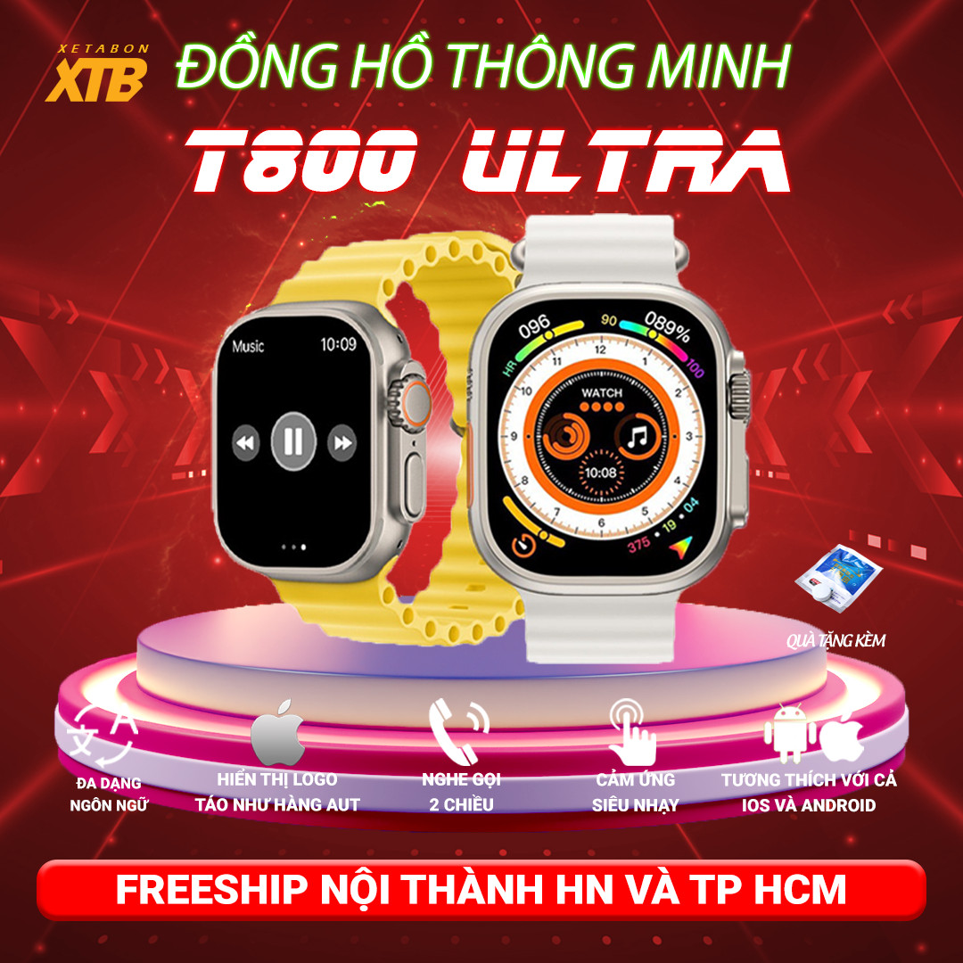 Đồng hồ thông minh T800 Ultra cao cấp nhiều tính năng nghe gọi trực tiếp, theo dõi sức khỏe bảo hành 12 tháng