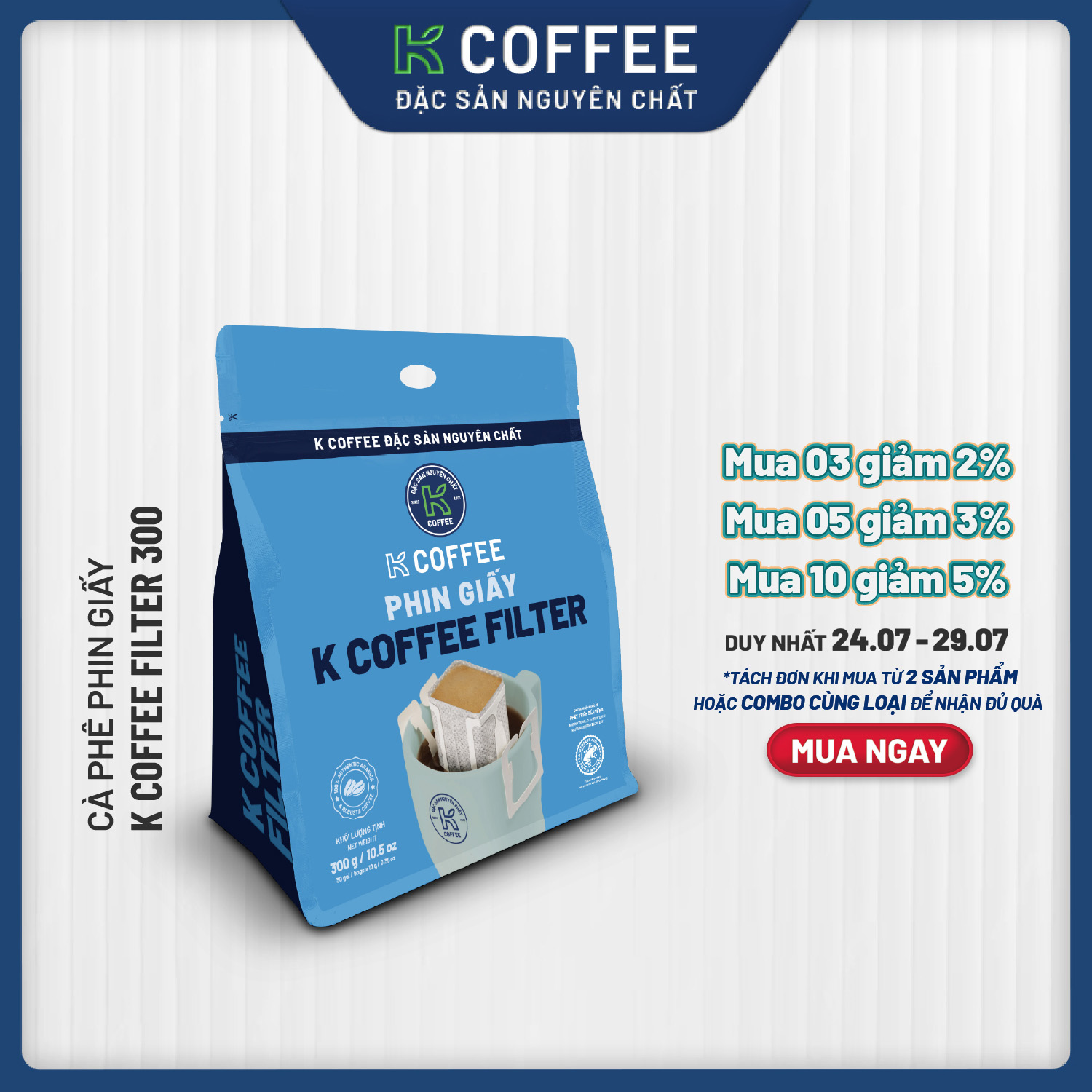 Cà phê Phin giấy K Coffee K Filter Blue Son La 300g