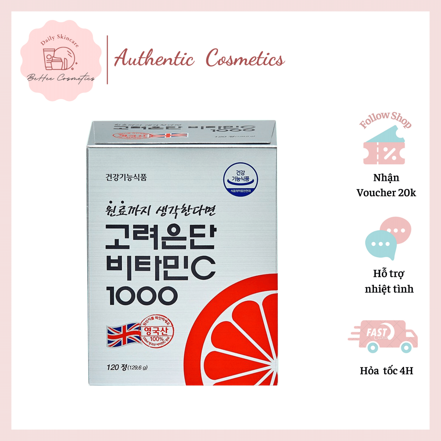 Viên Uống Eundan Vitamin C 1000mg - Full Hộp (120 Viên)