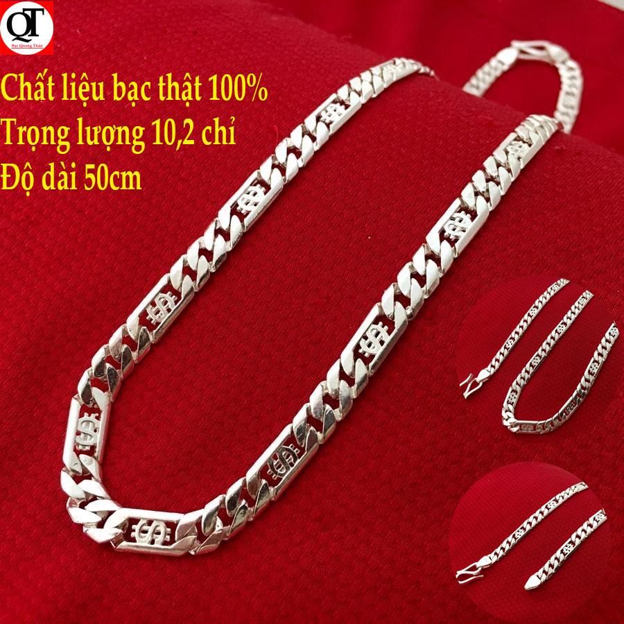 Vòng cổ nam Bạc Quang Thản - Dây chuyền nam bạc chất liệu bạc thật 100% kiểu dây dẹp trọng lượng 10.2 chỉ , độ dài 55cm - QTDCNA44(bạc)