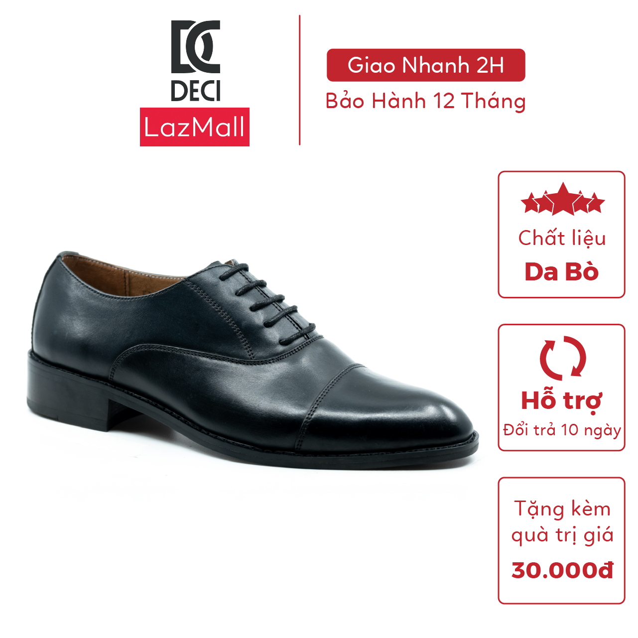 Giày tây nam cao cấp công sở deci brogue-12 màu đen lịch lãm.