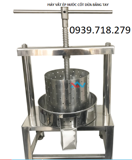 Máy ép nước cốt dừa, tóp mỡ đa năng inox bằng tay size lớn 18cm
