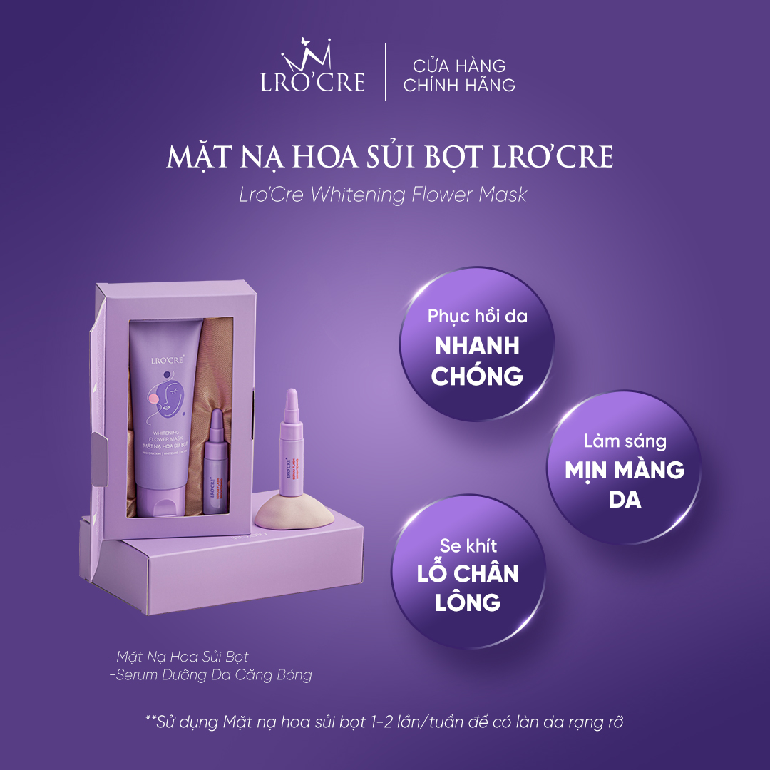 Tắm face trắng sáng da mặt /Set Mặt nạ hoa sủi bọt Lro'Cre/ 125g