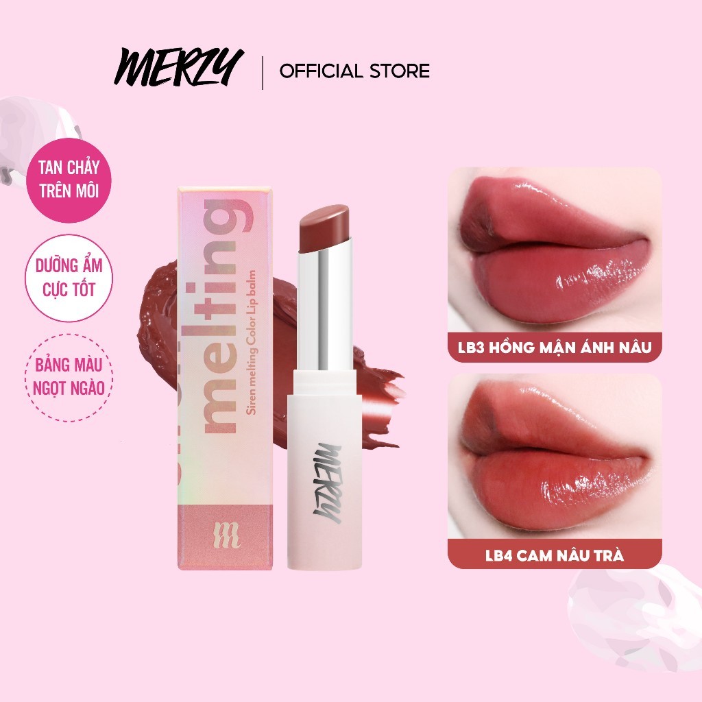 [TẶNG TÚI - KHI MUA 2 SP] Son Dưỡng Ẩm Môi Có Màu Merzy Siren Melting Color Lip Balm 3g