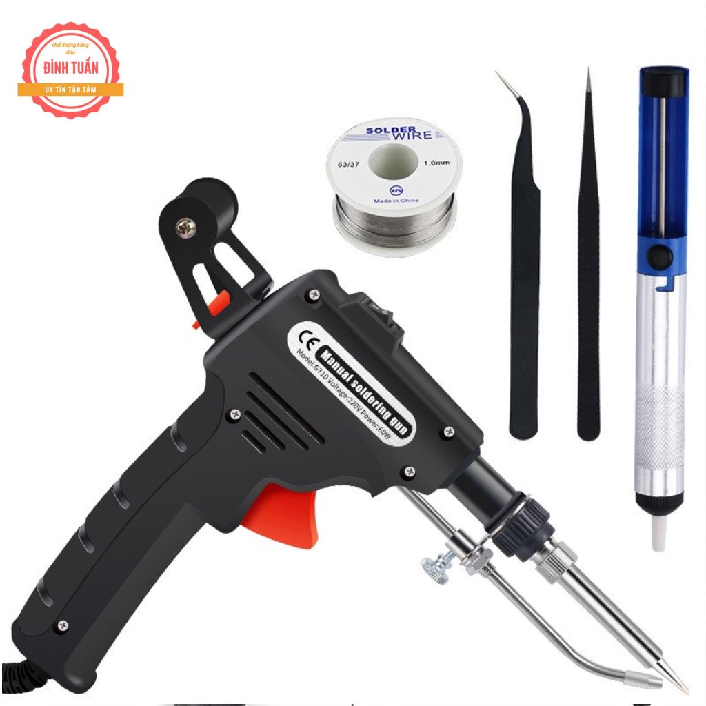 Combo mỏ hàn tự động đẩy thiếc + 1 hút thiếc, 1 quận thiếc và 2 nhíp gắp