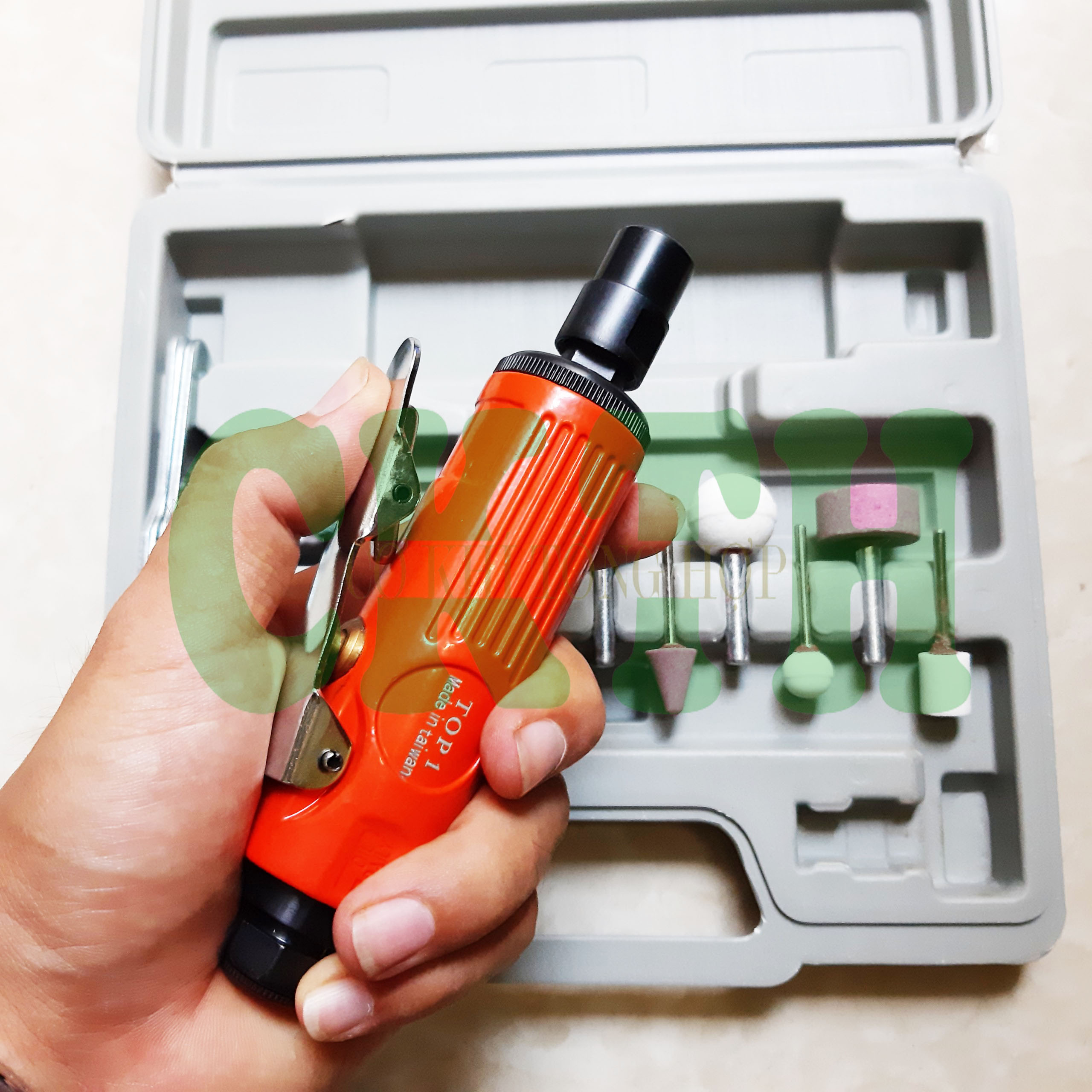 Máy Mài,Dũa Cầm Tay Dùng Hơi TOP - Kèm 10 Đầu Mài