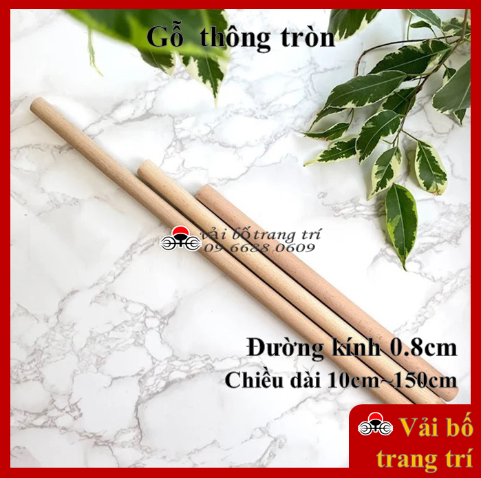 Thanh gỗ tròn, phi 8, đường kính 8mm, thanh gỗ thông tròn, gỗ thông làm handmade, mô hình, decor, treo tường, macrame
