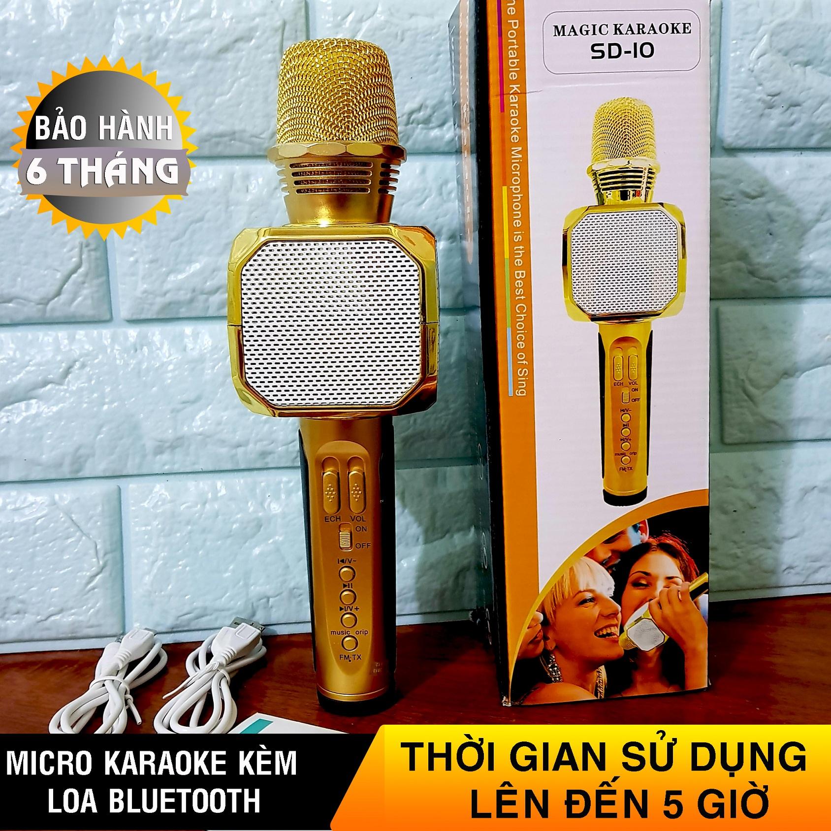 Micro hát karaoke kèm loa bluetooth sd-10 chính hãng sdrd