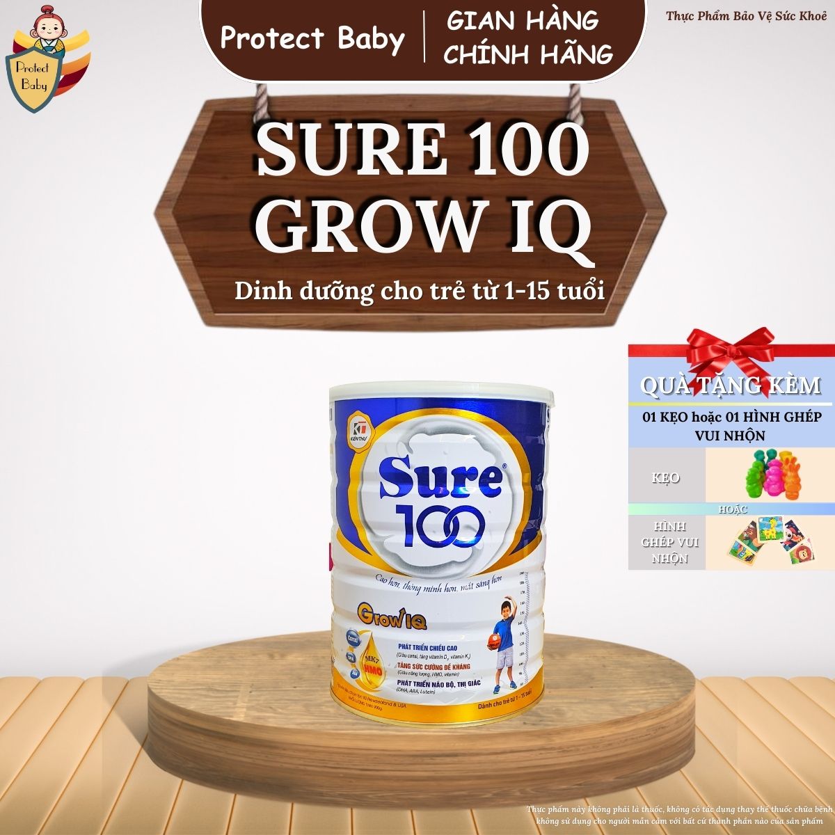[HCM]Sữa Sure 100 Grow IQ Plus 900g