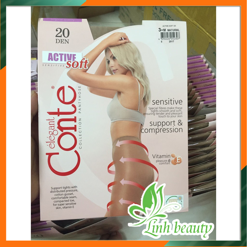 Quần Tất Conte actve soft Nga 20D màu Đen size S