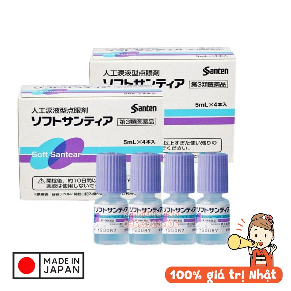 Nước nhỏ mắt nhân tạo soft santear 4 lọ 5ml Santen hàng Nhật nội địa | Soft Santear nước mắt nhân tạ