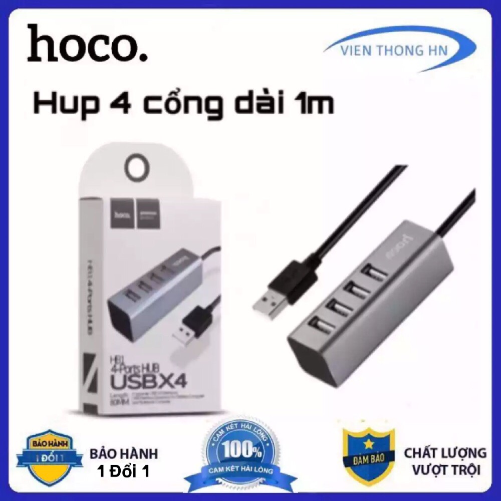 Bộ chia cổng USB HUP USB Hoco HB1 - 4 cổng USB BH 5 NĂM LỖI ĐỔI MỚI