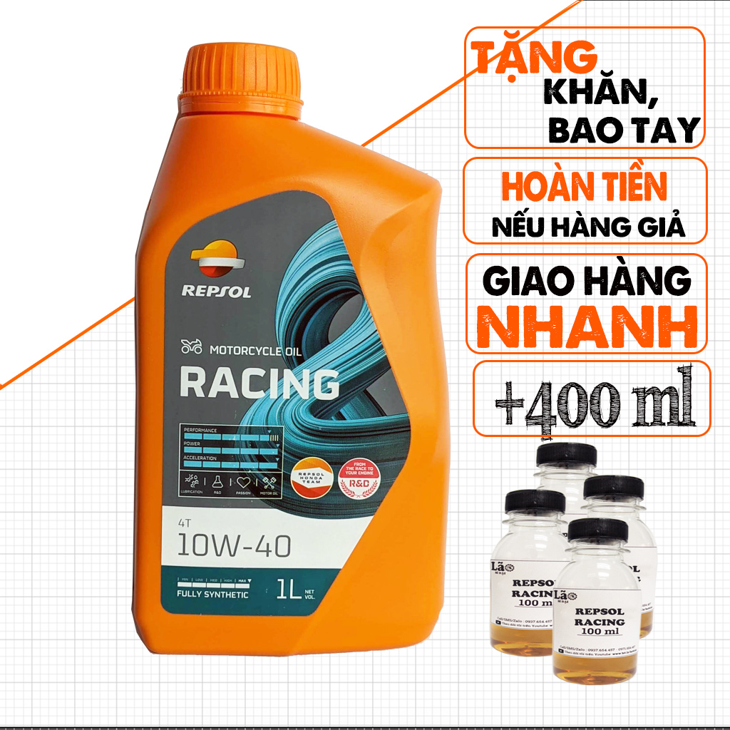 Bán 1.4 Lít Nhớt Xe Máy Xe Số Repsol Racing 10W40, Dầu Tổng Hợp 100% Nhập Indo, Xe Chạy Bốc, Số Mượt, Phù Hợp Với Exciter, Winner, Raider